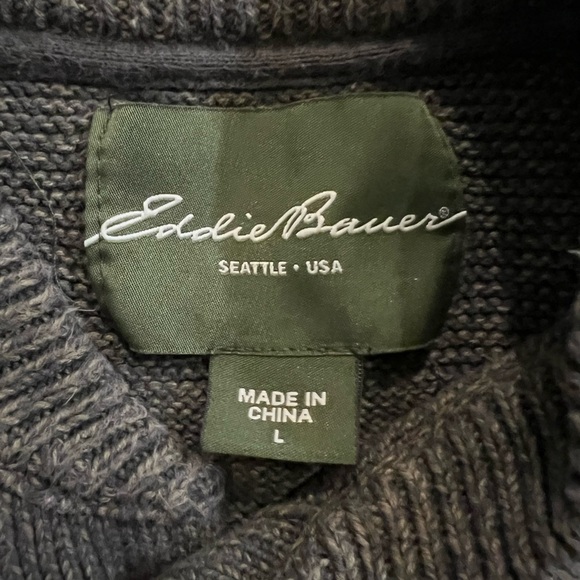 Eddie Bauer 100% Cotton 1/4 Button Pullover Sweater Size Large - Picture 3 of 4